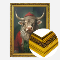 Christmas Bull Animal Portrait Print