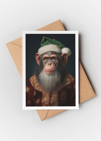 Chimpanzee A6 Christmas Greetings Card