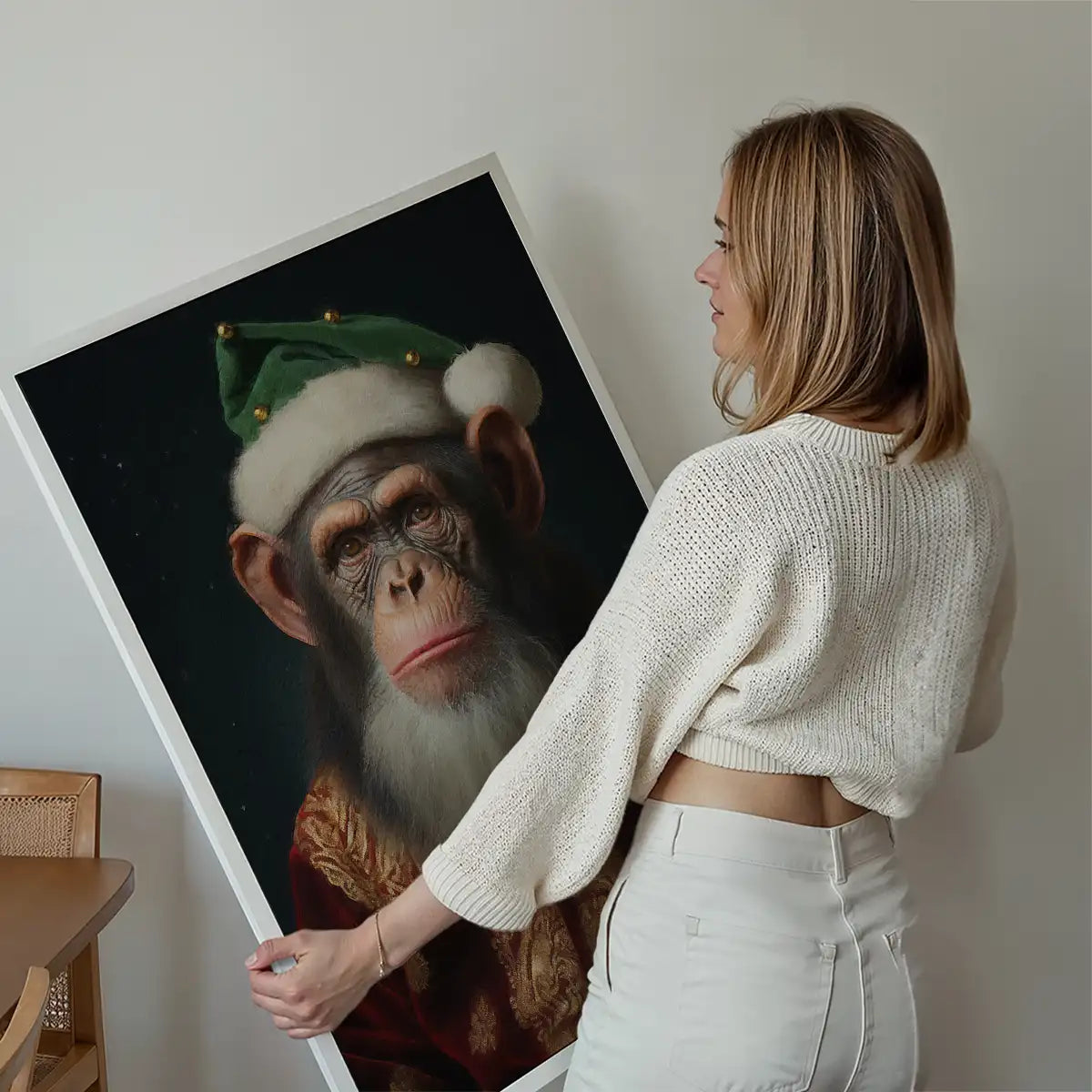 Christmas Chimp Animal Portrait Print