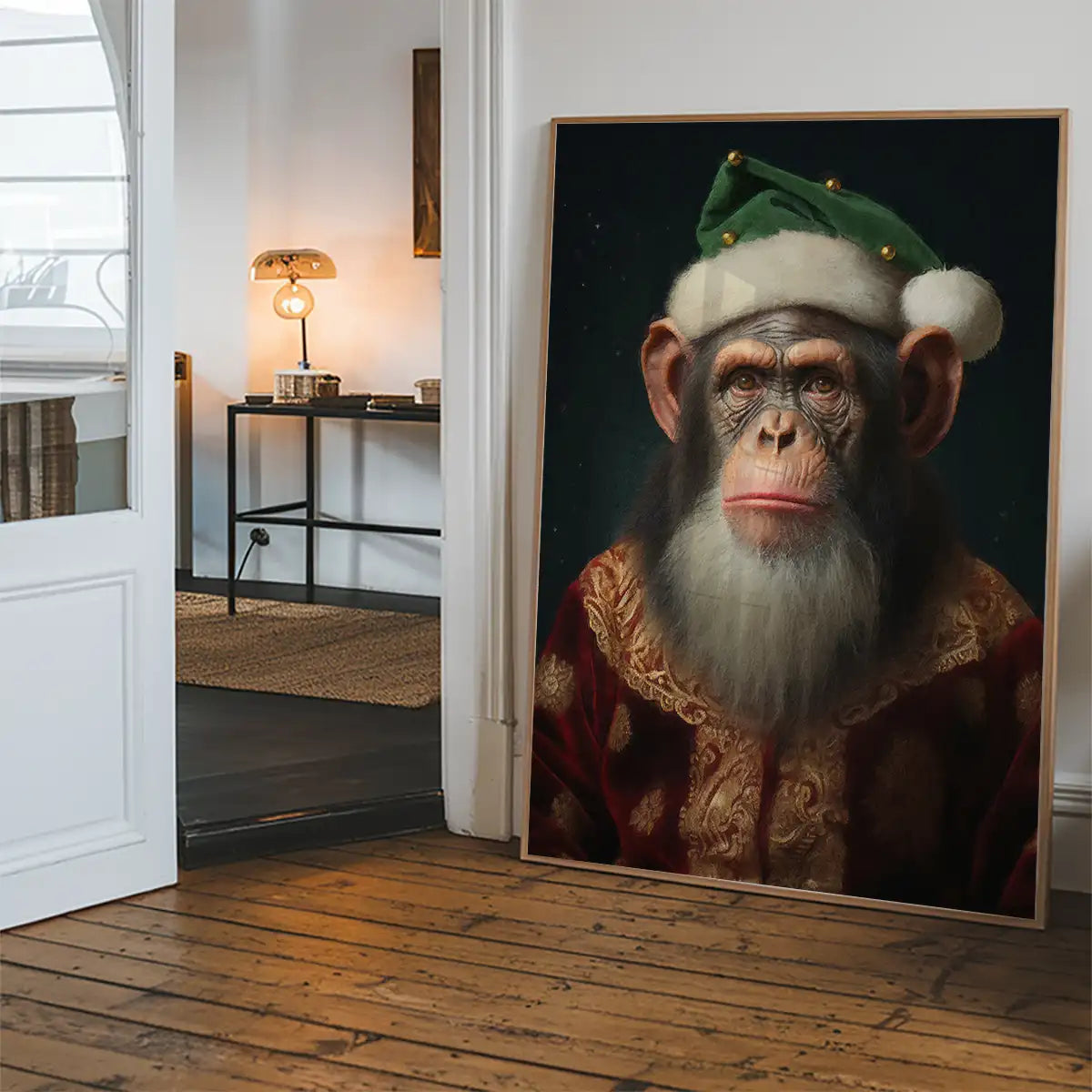 Christmas Chimp Animal Portrait Print