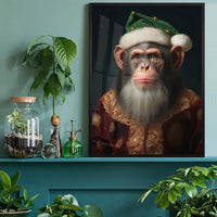 Christmas Chimp Animal Portrait Print