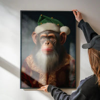 Christmas Chimp Animal Portrait Print