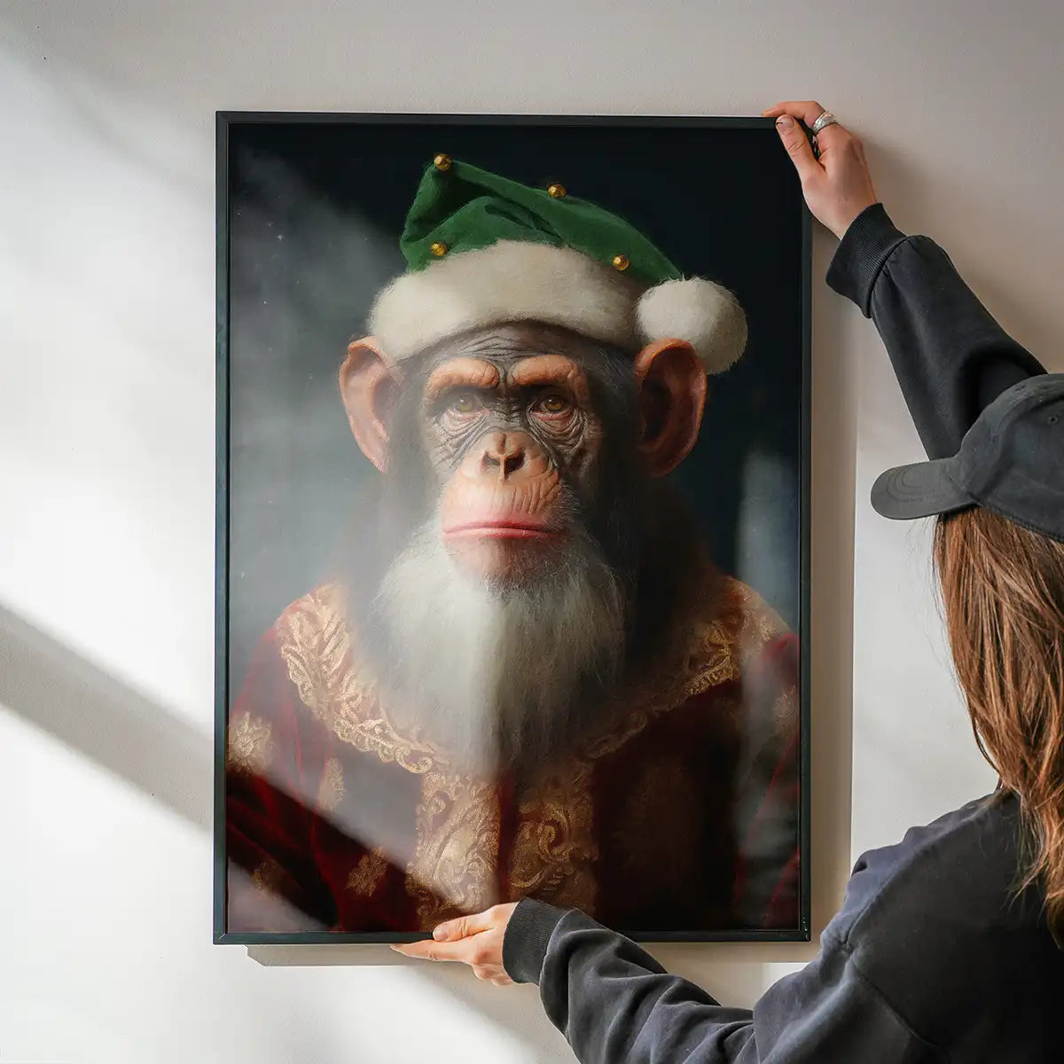 Christmas Chimp Animal Portrait Print