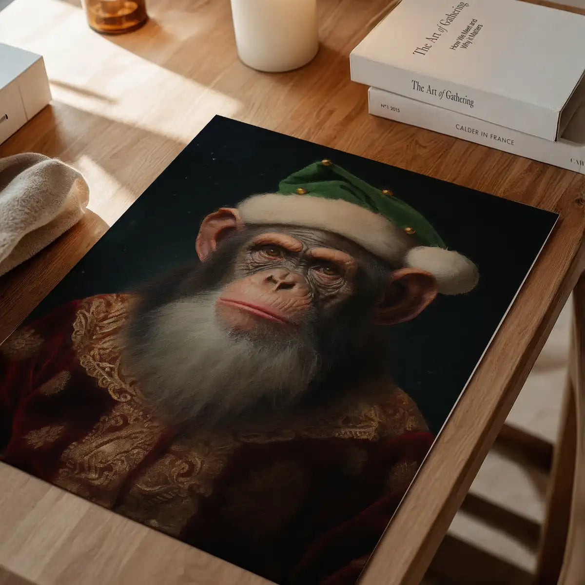 Christmas Chimp Animal Portrait Print