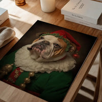 Christmas Elf Bulldog Animal Portrait Print