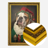 Christmas Elf Bulldog Animal Portrait Print