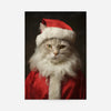 Christmas White Cat Animal Portrait Print