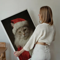 Christmas White Cat Animal Portrait Print