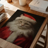 Christmas White Cat Animal Portrait Print