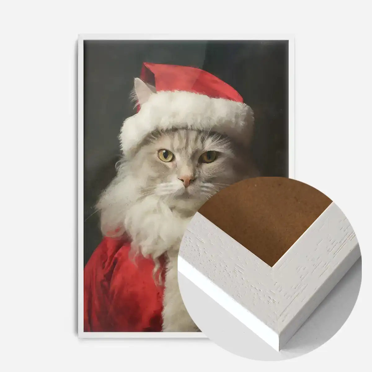 Christmas White Cat Animal Portrait Print