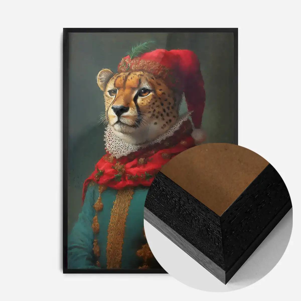 Christmas Cheetah Animal Portrait Print