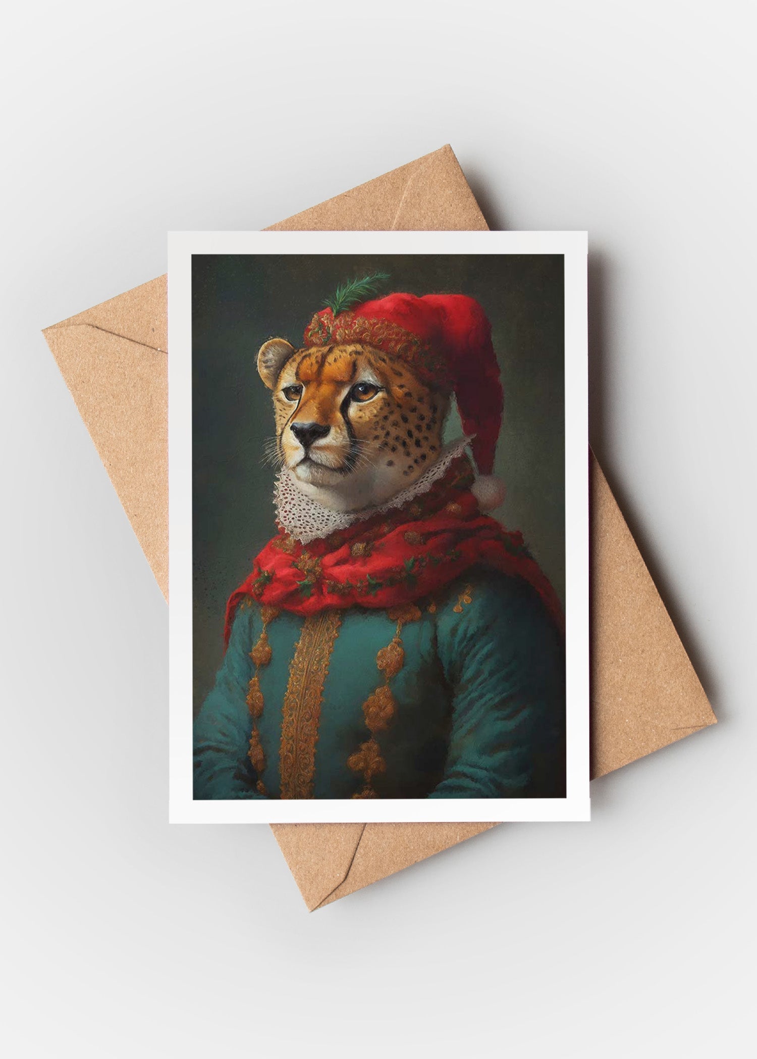 Cheetah Portrait A6 Christmas Greetings Card