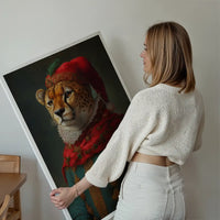 Christmas Cheetah Animal Portrait Print