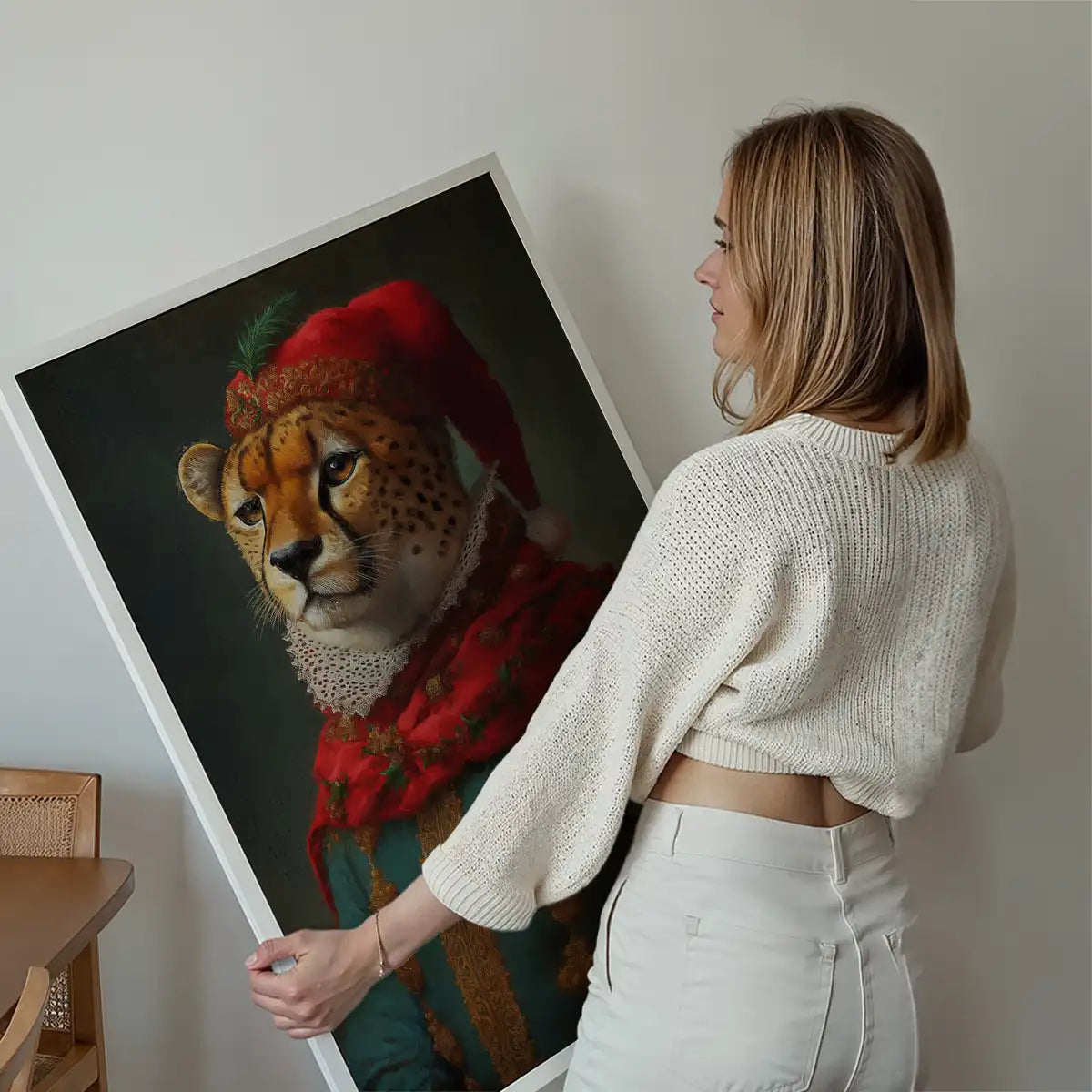 Christmas Cheetah Animal Portrait Print