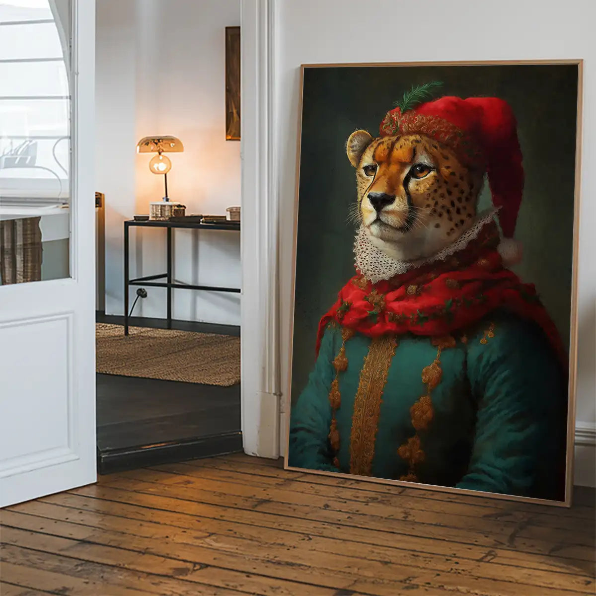 Christmas Cheetah Animal Portrait Print