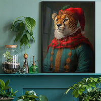 Christmas Cheetah Animal Portrait Print