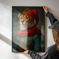 Christmas Cheetah Animal Portrait Print