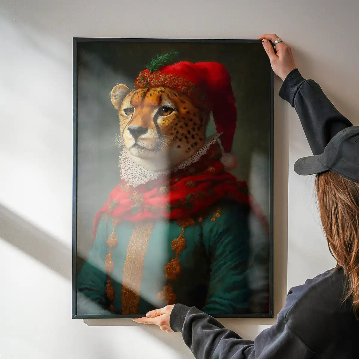 Christmas Cheetah Animal Portrait Print