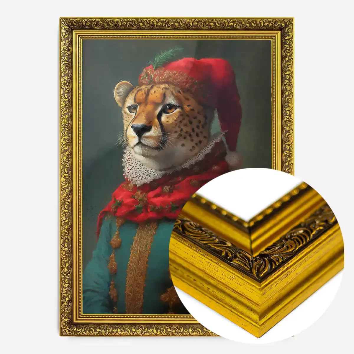 Christmas Cheetah Animal Portrait Print