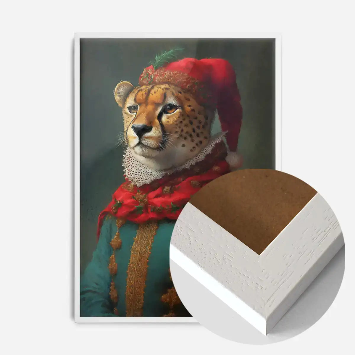 Christmas Cheetah Animal Portrait Print