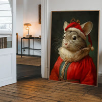 Christmas Chinchilla Animal Portrait Print