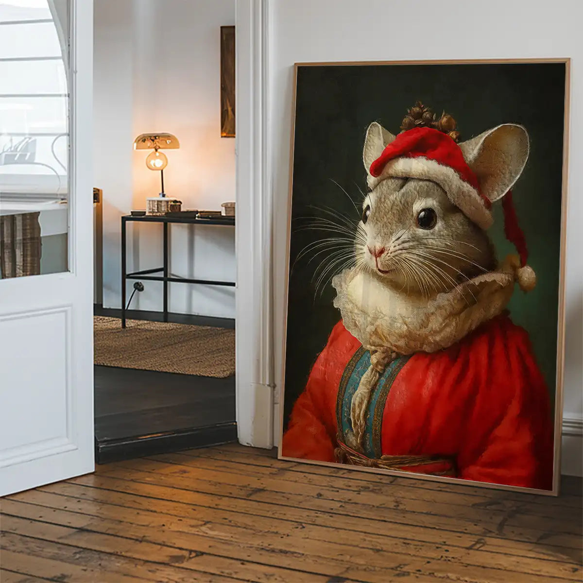 Christmas Chinchilla Animal Portrait Print