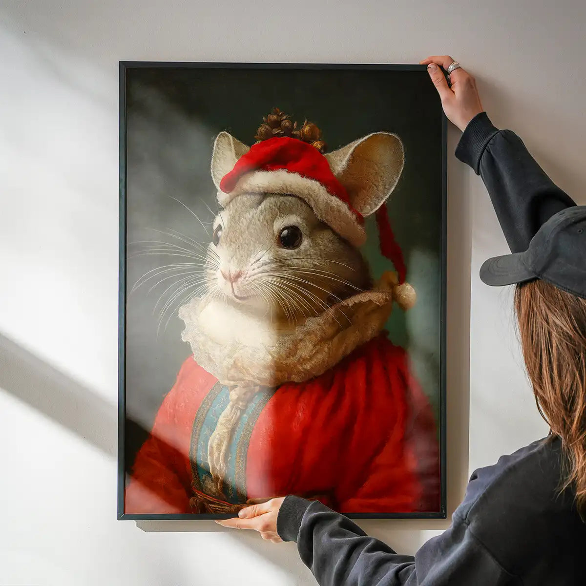 Christmas Chinchilla Animal Portrait Print
