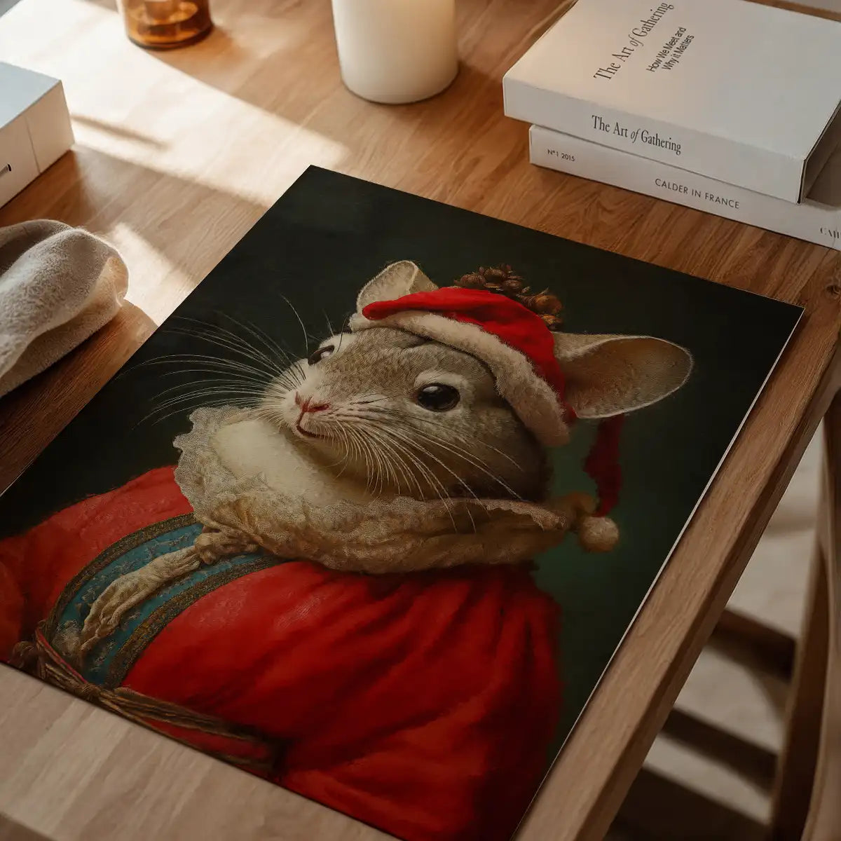 Christmas Chinchilla Animal Portrait Print