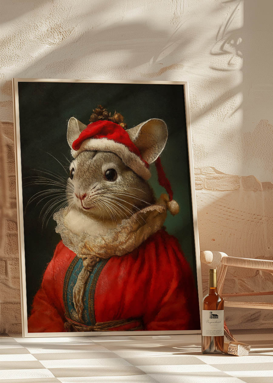 Christmas Chinchilla Animal Portrait Print