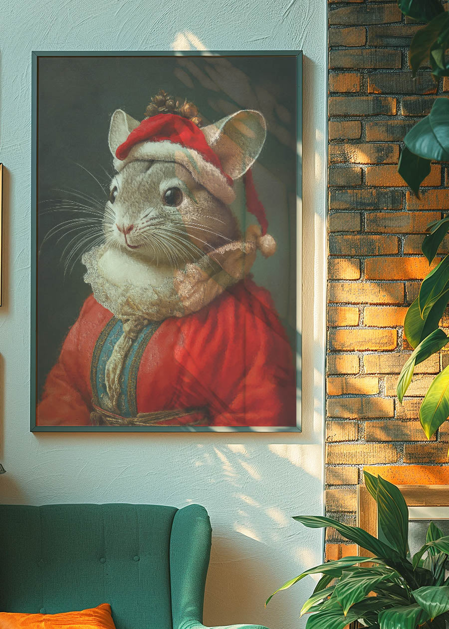 Christmas Chinchilla Animal Portrait Print