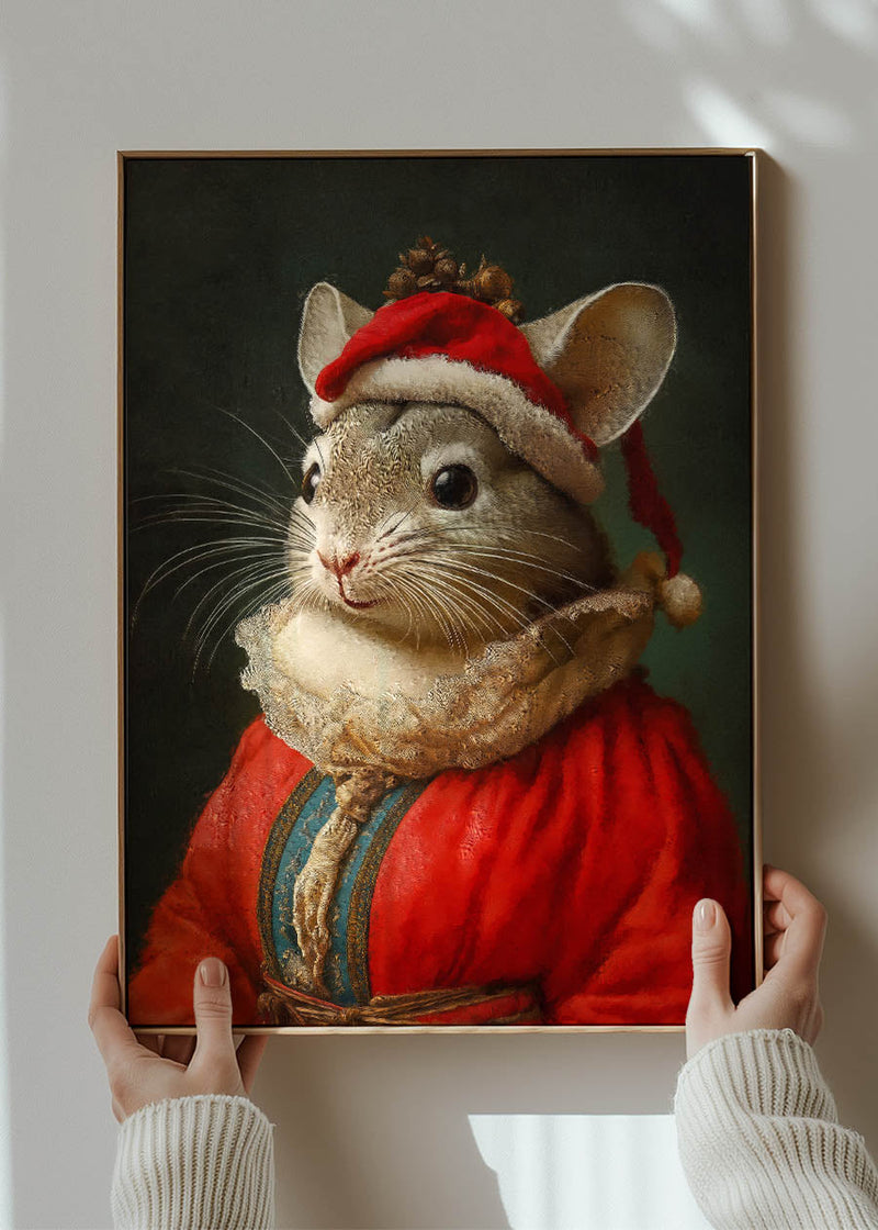 Christmas Chinchilla Animal Portrait Print