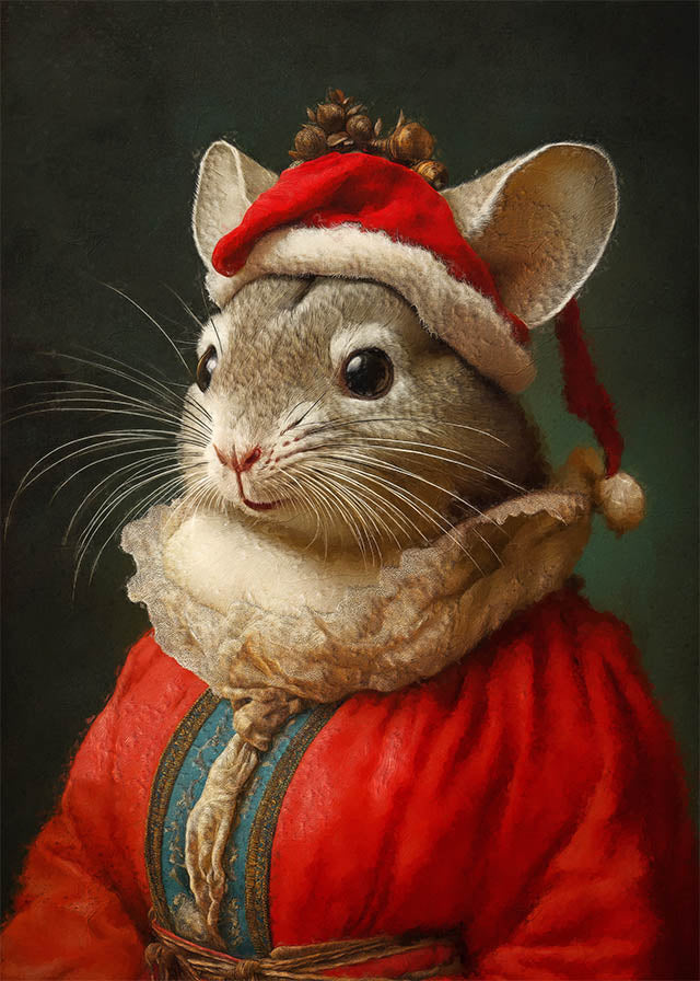 Christmas Chinchilla Animal Portrait Print