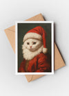 White Kitten Portrait A6 Christmas Greetings Card