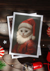 White Kitten Portrait A6 Christmas Greetings Card