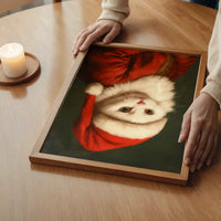 Christmas Persian Cat Animal Portrait Print