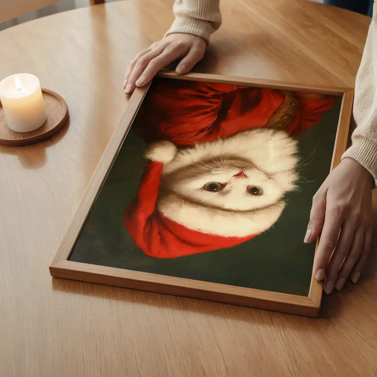 Christmas Persian Cat Animal Portrait Print
