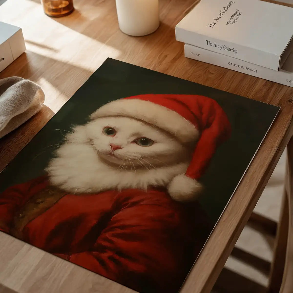 Christmas Persian Cat Animal Portrait Print