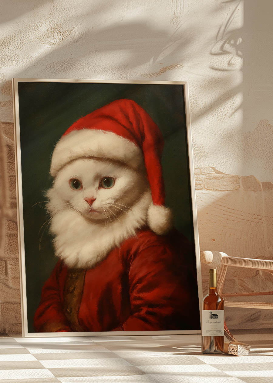 Christmas Persian Cat Animal Portrait Print