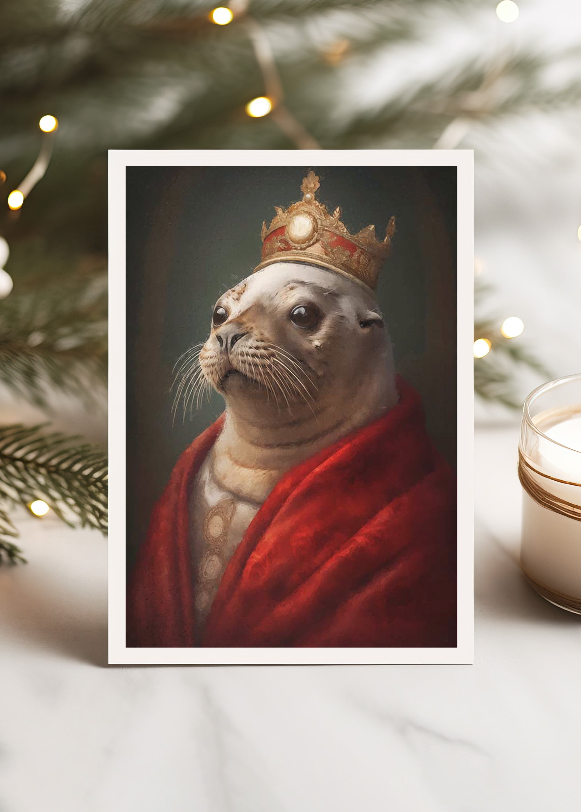 Seal Portrait A6 Christmas Greetings Card