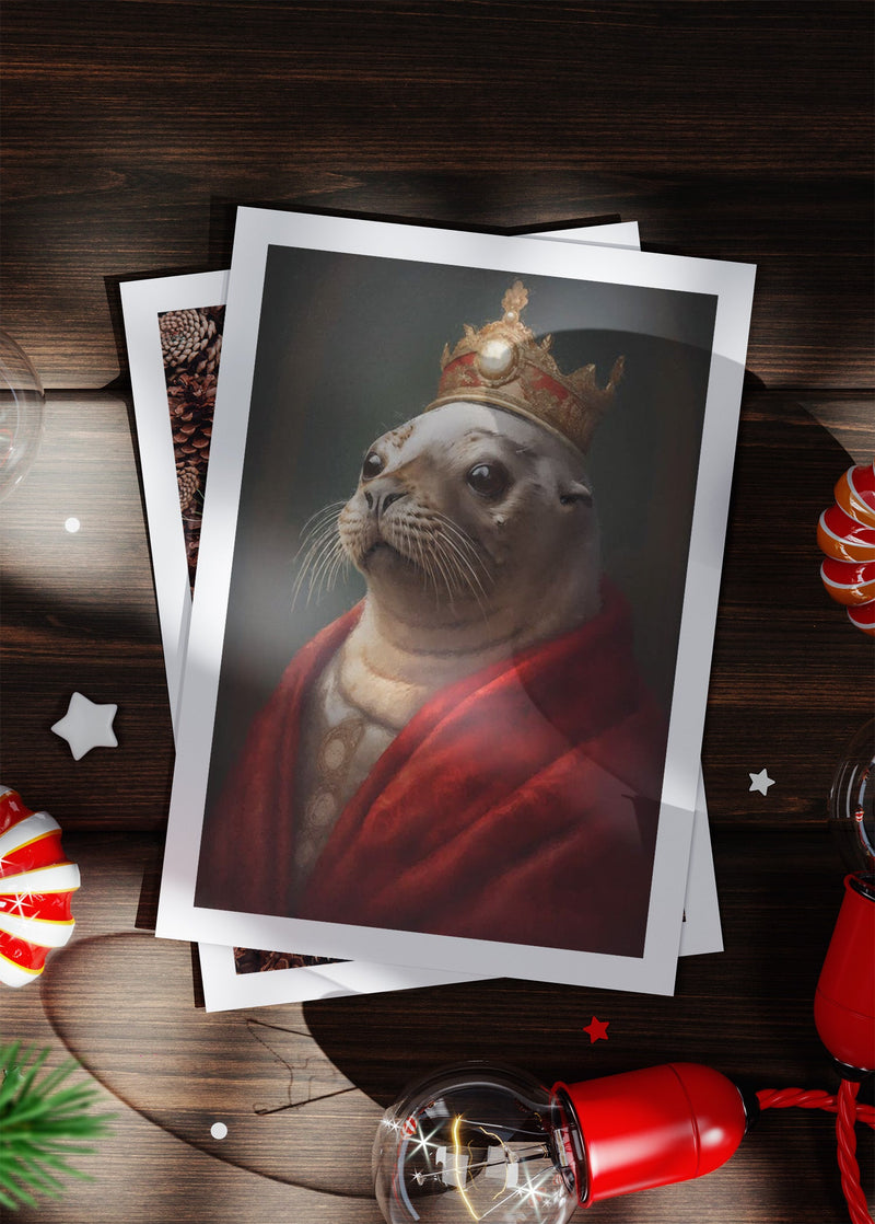 Seal Portrait A6 Christmas Greetings Card