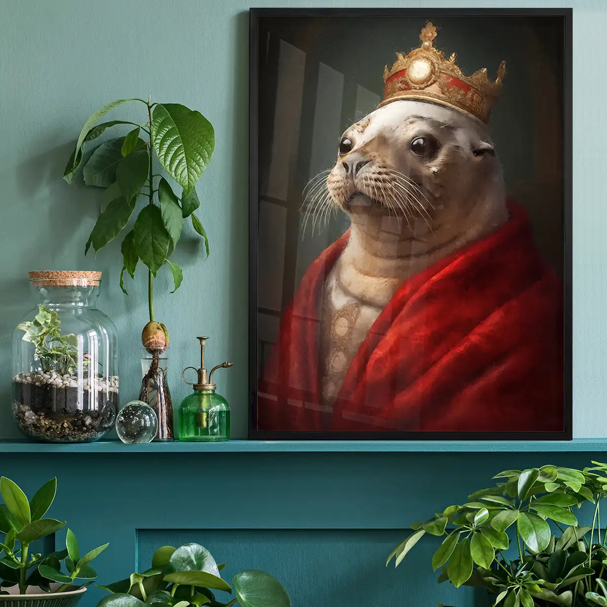 Christmas Seal Animal Portrait Print
