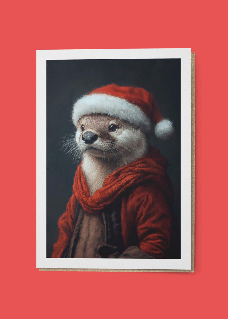 Otter Portrait A6 Christmas Greetings Card