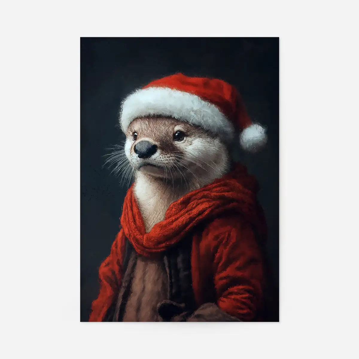 Christmas Otter Animal Portrait Print