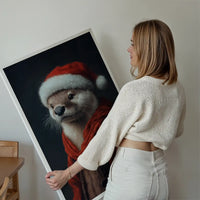 Christmas Otter Animal Portrait Print