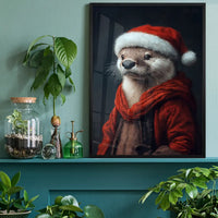 Christmas Otter Animal Portrait Print