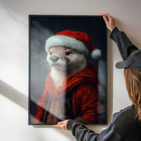 Christmas Otter Animal Portrait Print