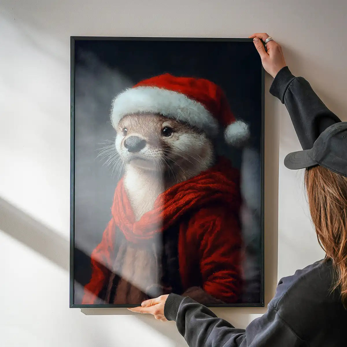Christmas Otter Animal Portrait Print