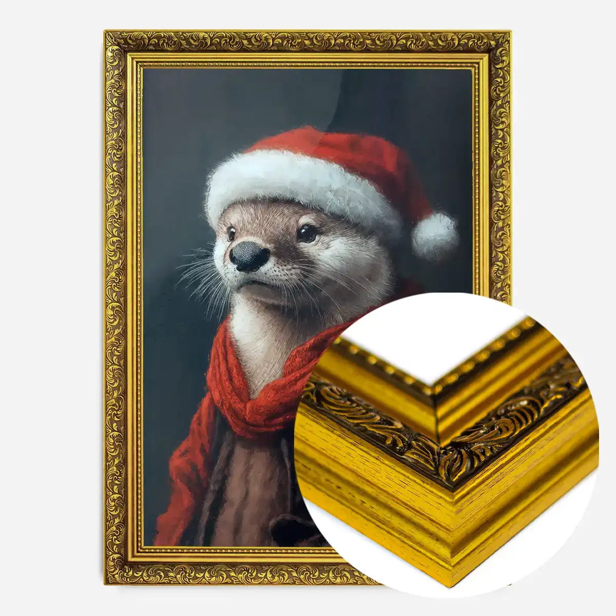 Christmas Otter Animal Portrait Print