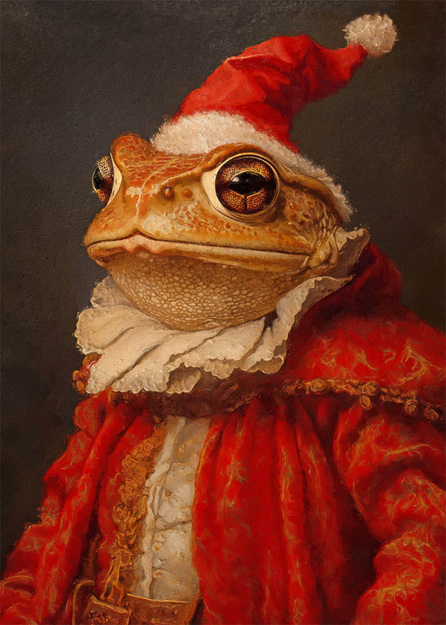 Christmas Toad Animal Portrait Print