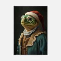 Christmas Turtle Animal Portrait Print